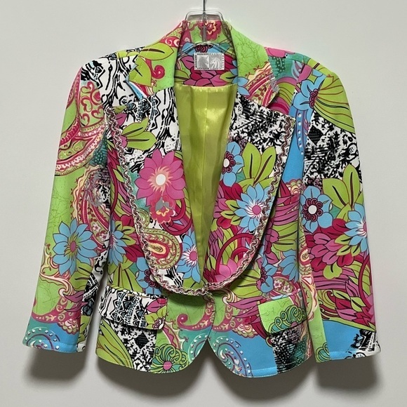 Alberto Makali Vintage Y2K Chic trendy Floral Paisley luxury retro mod Blazer